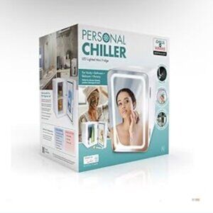 Personal Chiller LED Lighted Mini Fridge with Mirror Door Chill or Warm